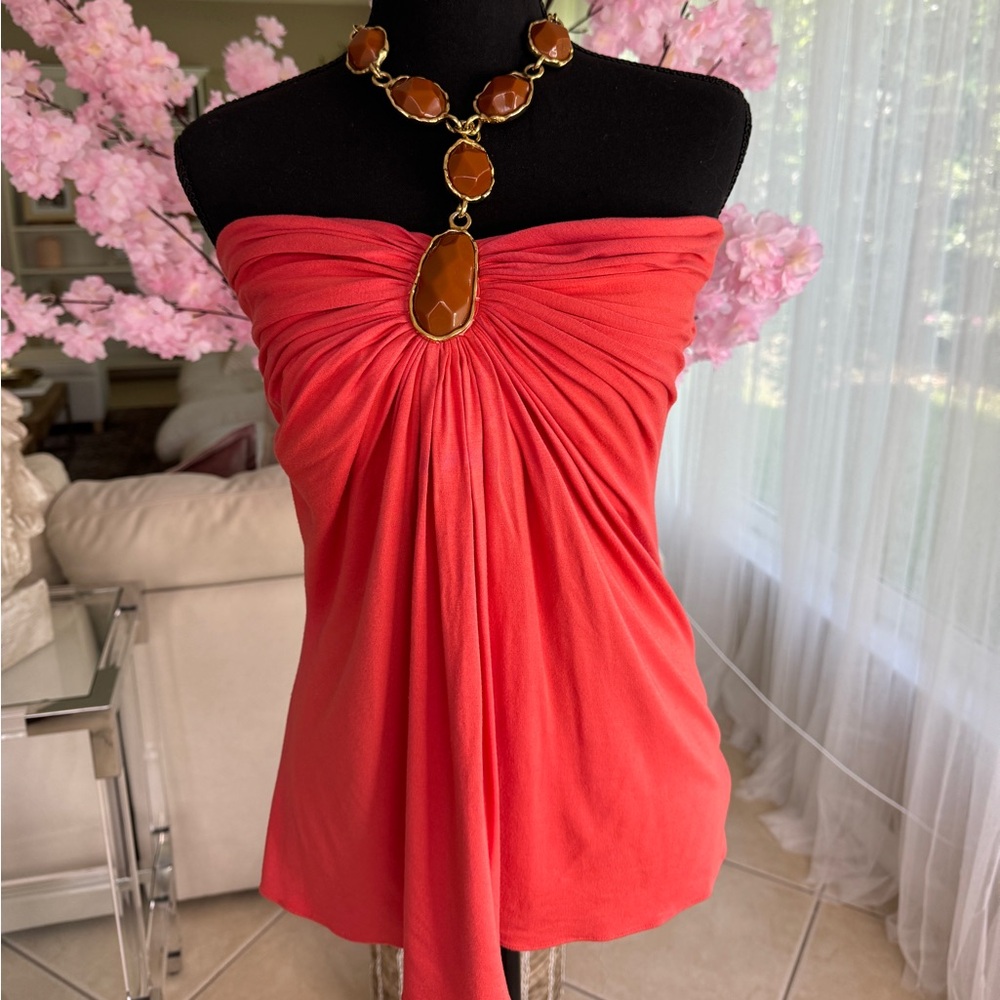 Sky Top Snake embellishment Orange sleeveless top Small